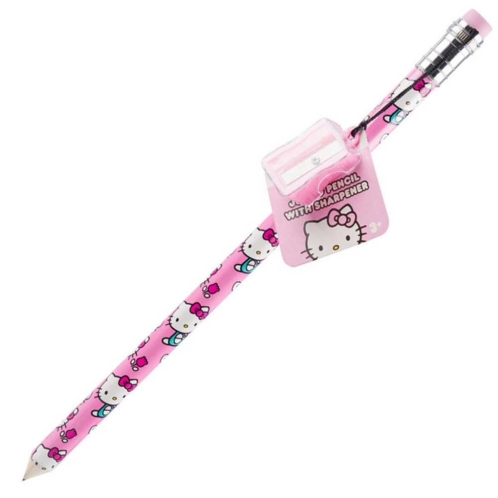NEW Hello Kitty Jumbo Pencil with Sharpener Girl Stocking Stuffer Christmas Gift